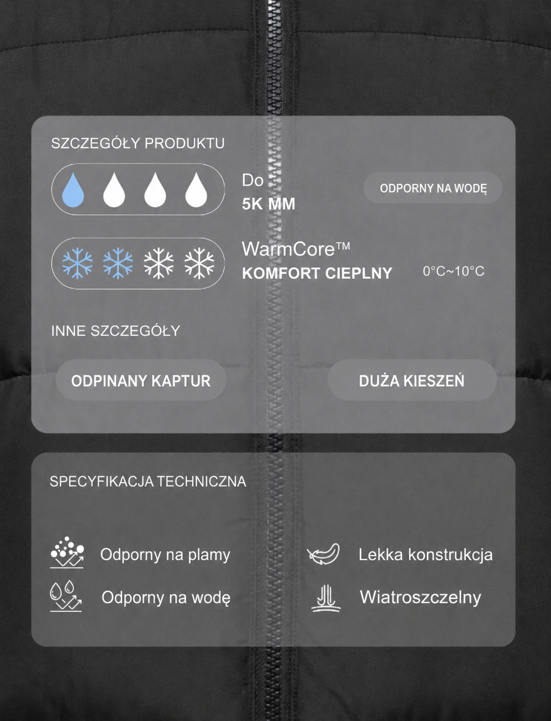 Krótka, pikowana kurtka WarmCore™ Classic z odpinanym kapturem