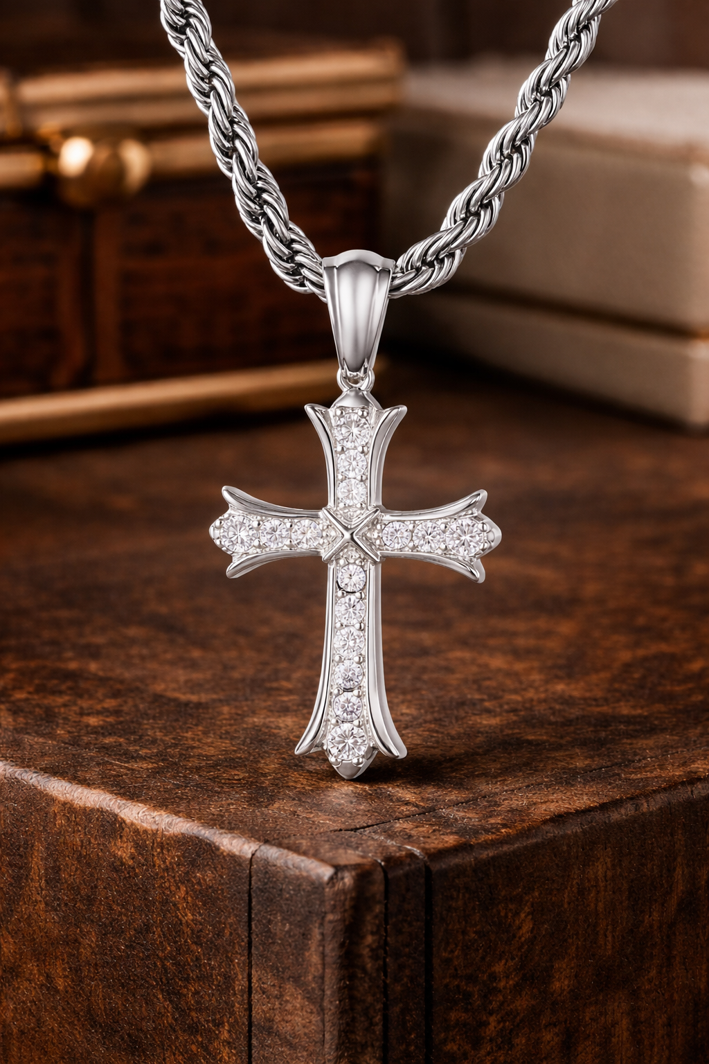 Zawieszka Sharp Cross Prestige – Białe Złoto